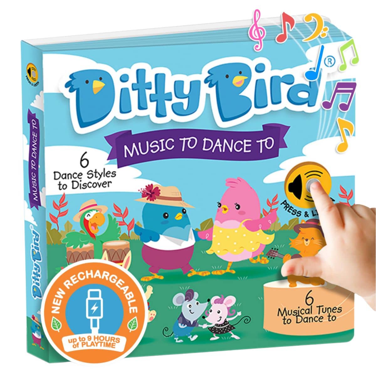 Ditty Bird Interactive Sounds Rechargeable Board Book - Music To Dance To