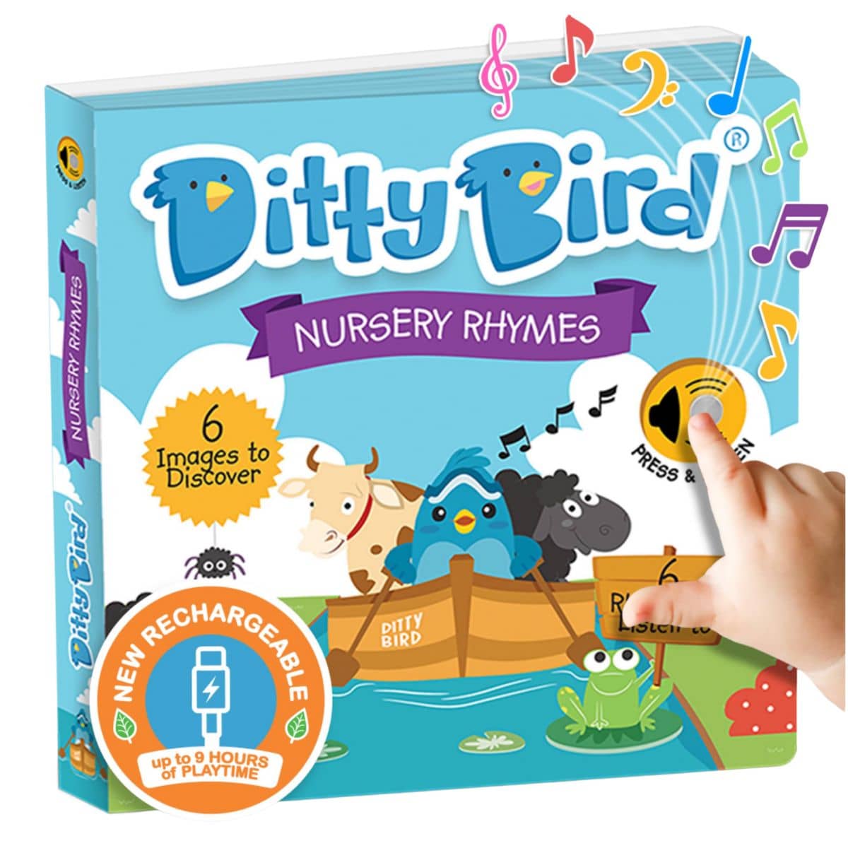 Ditty Bird Interactive Sounds Rechargeable Board Book - Nursery Rhymes