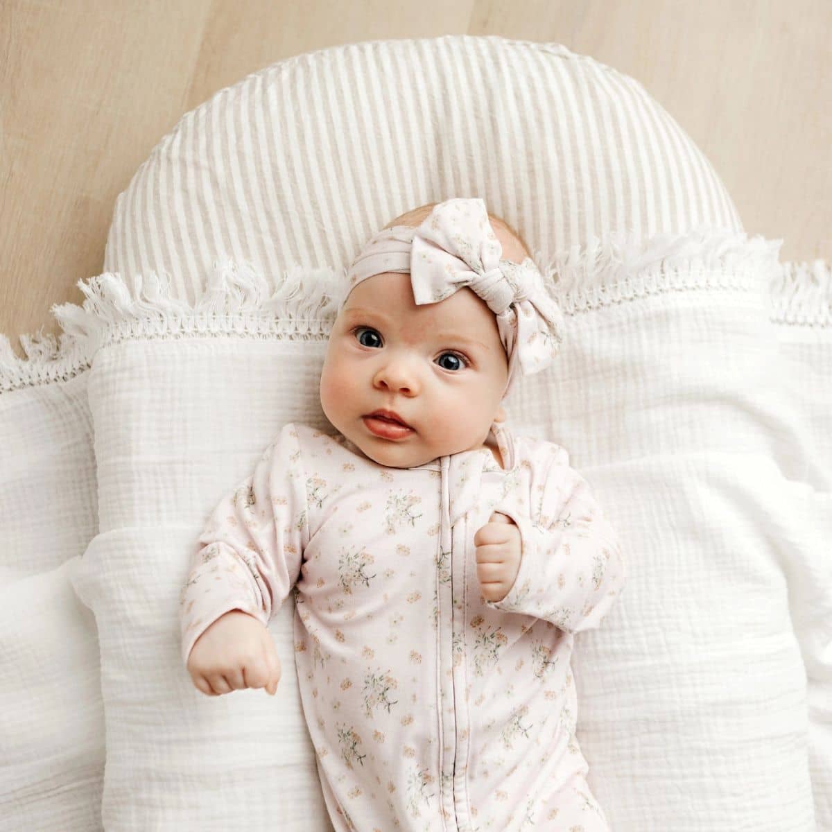 Elke & Indigo Bamboo + Organic Cotton Florence Onesie - Lilac Bouquet