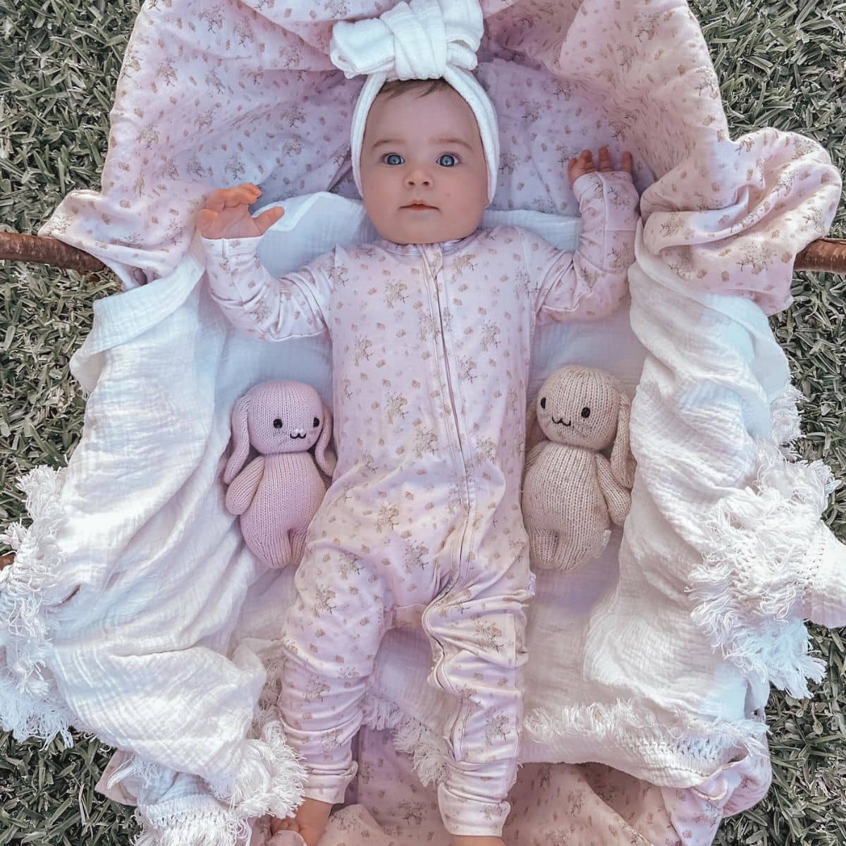 Elke & Indigo Bamboo + Organic Cotton Florence Onesie - Lilac Bouquet