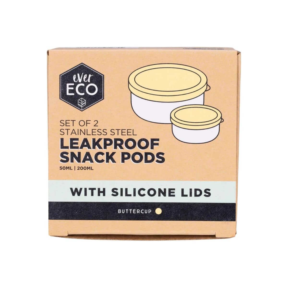 Ever Eco Stainless Steel Leakproof Snack Pods - Buttercup