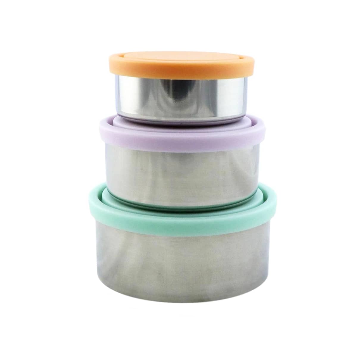 Ever Eco Stainless Steel Round Nesting Containers - 3 Piece Pastel
