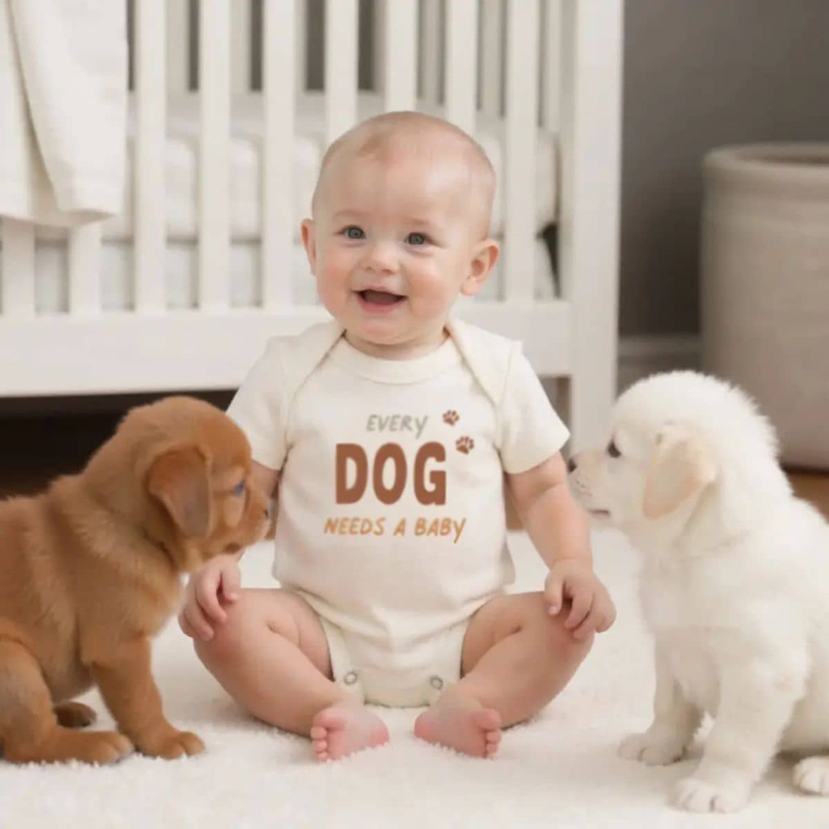 Finn and Emma Organic Short Sleeve Bodysuit - Every Dog Needs a Baby