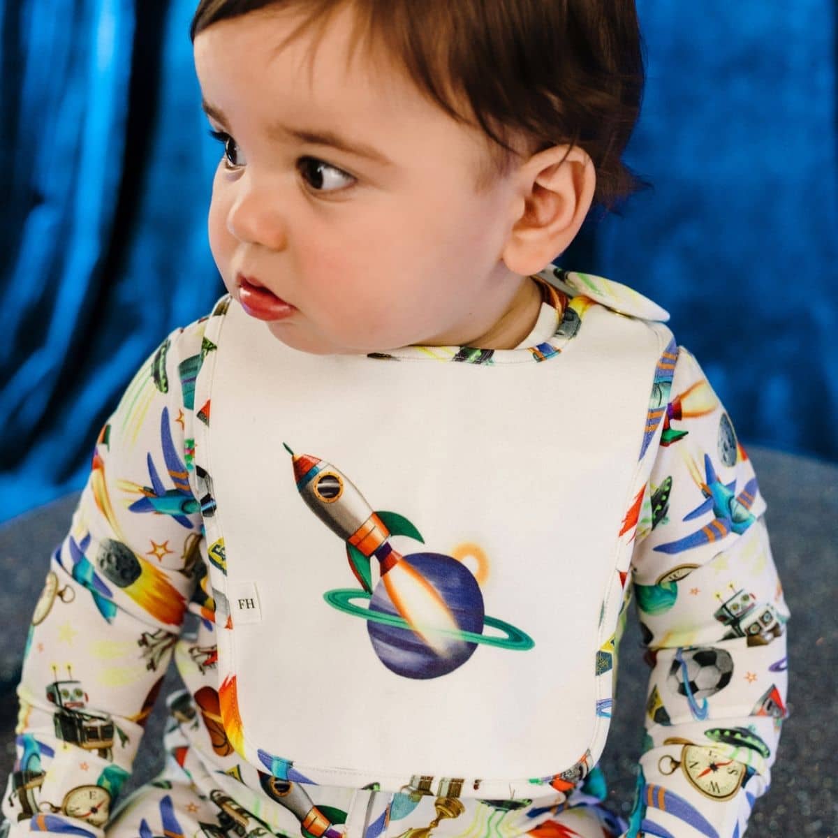 Fleur Harris Dandy Duo Bibs - Cloud White - Blast Off