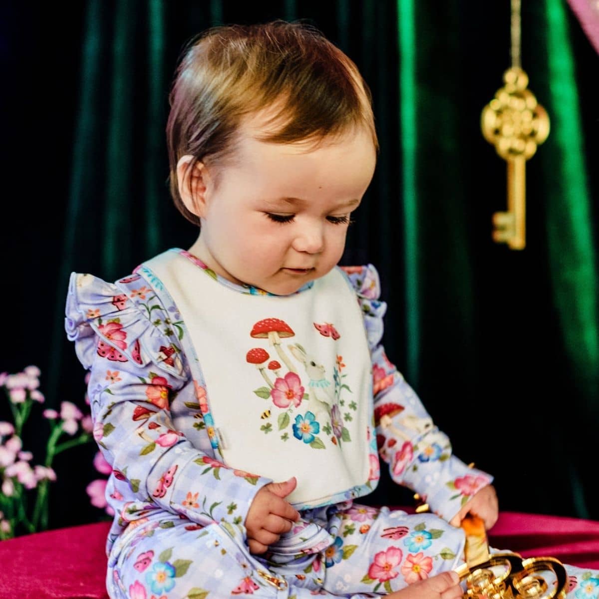 Fleur Harris Dandy Duo Bibs - Cornflower - Bunny Forest