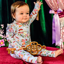 Fleur Harris Precious Frill Coverall - Cornflower Check - Curious Bunny