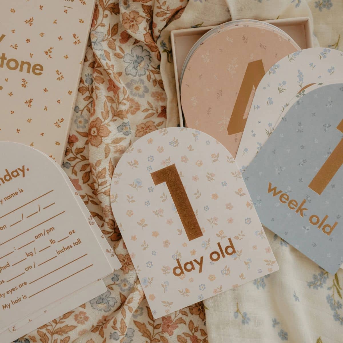 Fox & Fallow Baby Milestone Cards - Broderie