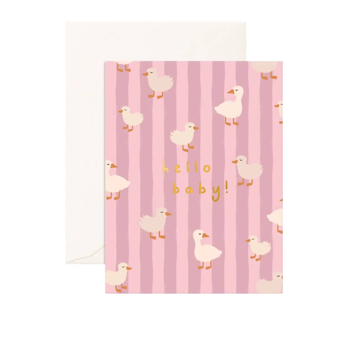 Fox & Fallow Greeting Card - Hello Baby Ducks Pink