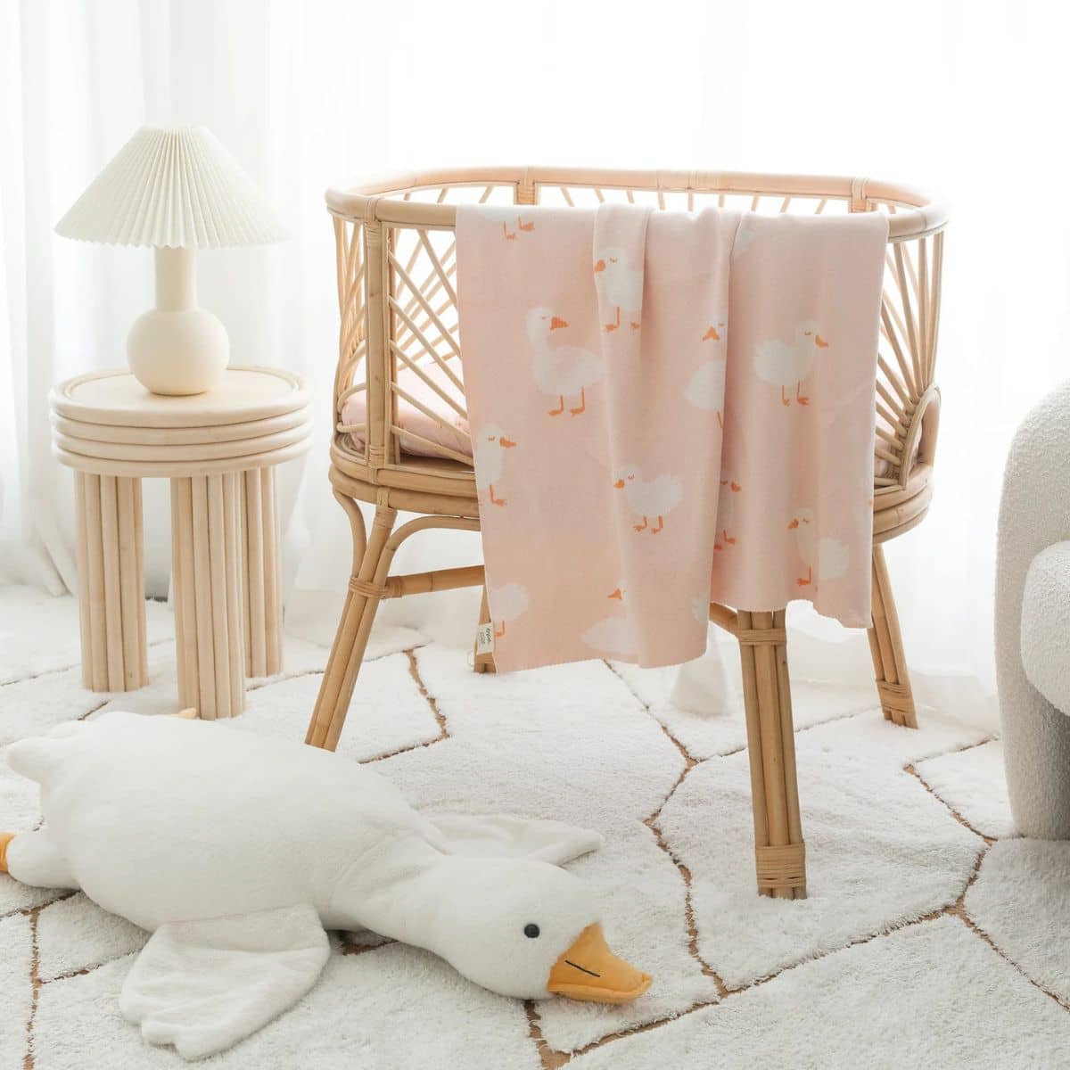 Fox & Fallow Knit Baby Blanket - Pink Ducks