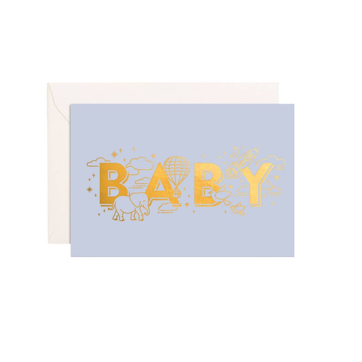Fox & Fallow Mini Greeting Card - Baby Universe Duck Egg Blue