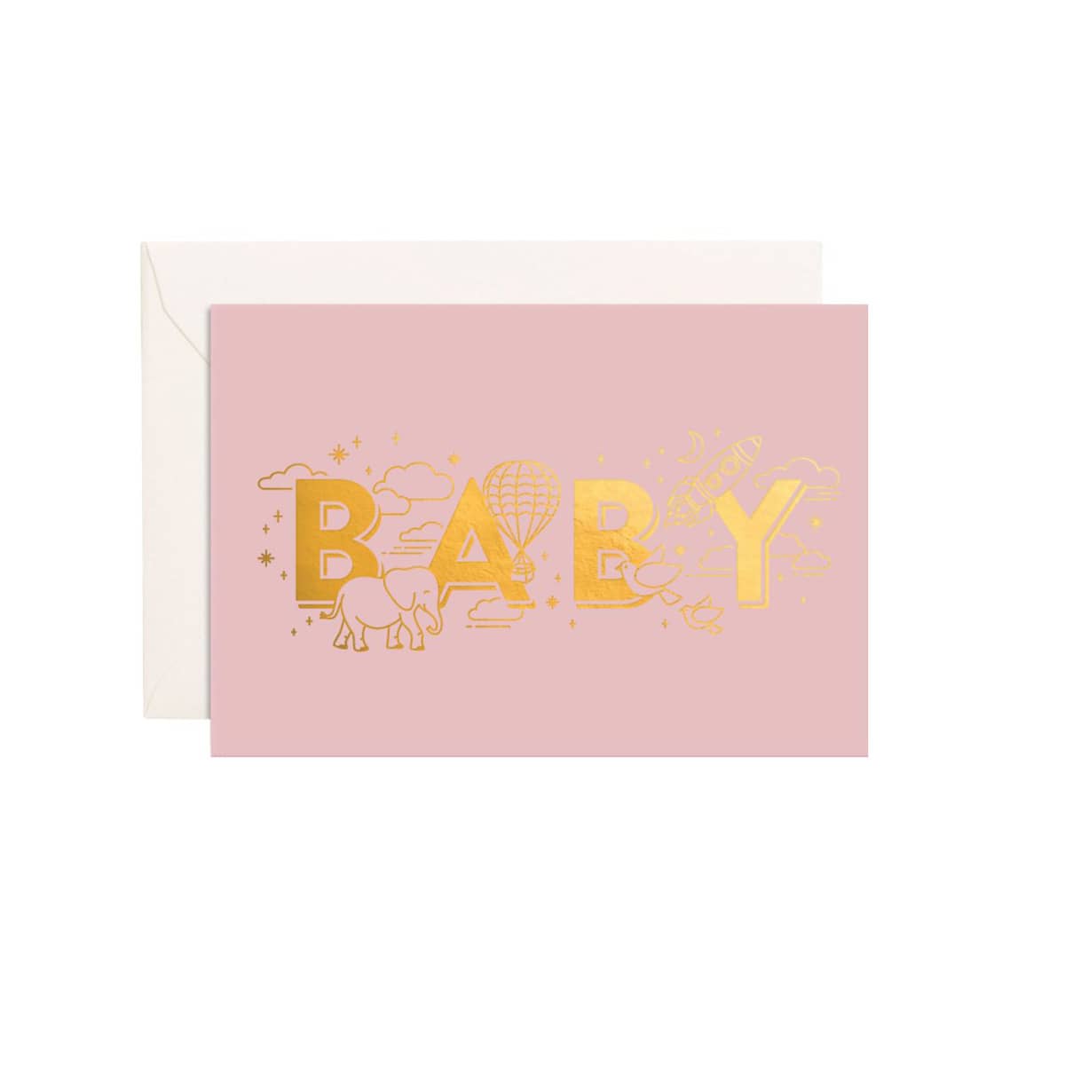 Fox & Fallow Mini Greeting Card - Baby Universe Dusty Rose