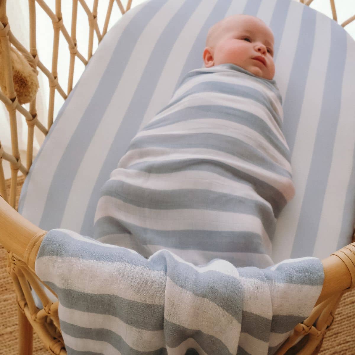 Fox & Fallow Organic Fitted Bassinet Sheet - Cloud Stripe