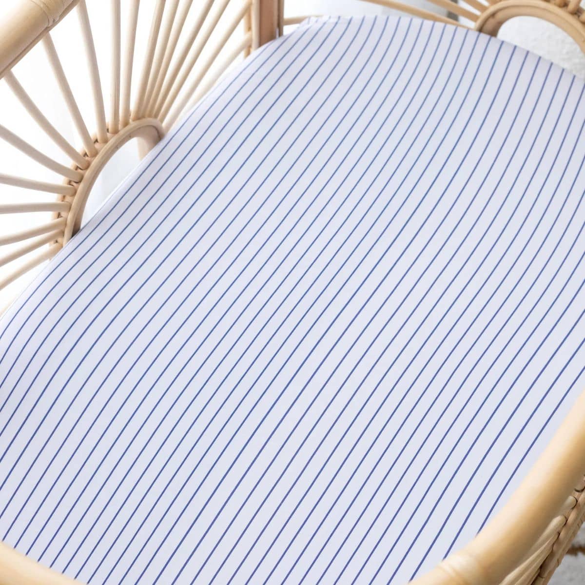Fox & Fallow Organic Fitted Bassinet Sheet - Navy Stripe