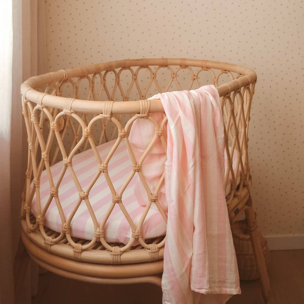 Fox & Fallow Organic Fitted Bassinet Sheet - Petal Stripe