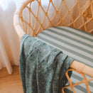 Fox & Fallow Organic Fitted Bassinet Sheet - Sage Stripe