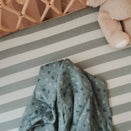 Fox & Fallow Organic Fitted Bassinet Sheet - Sage Stripe