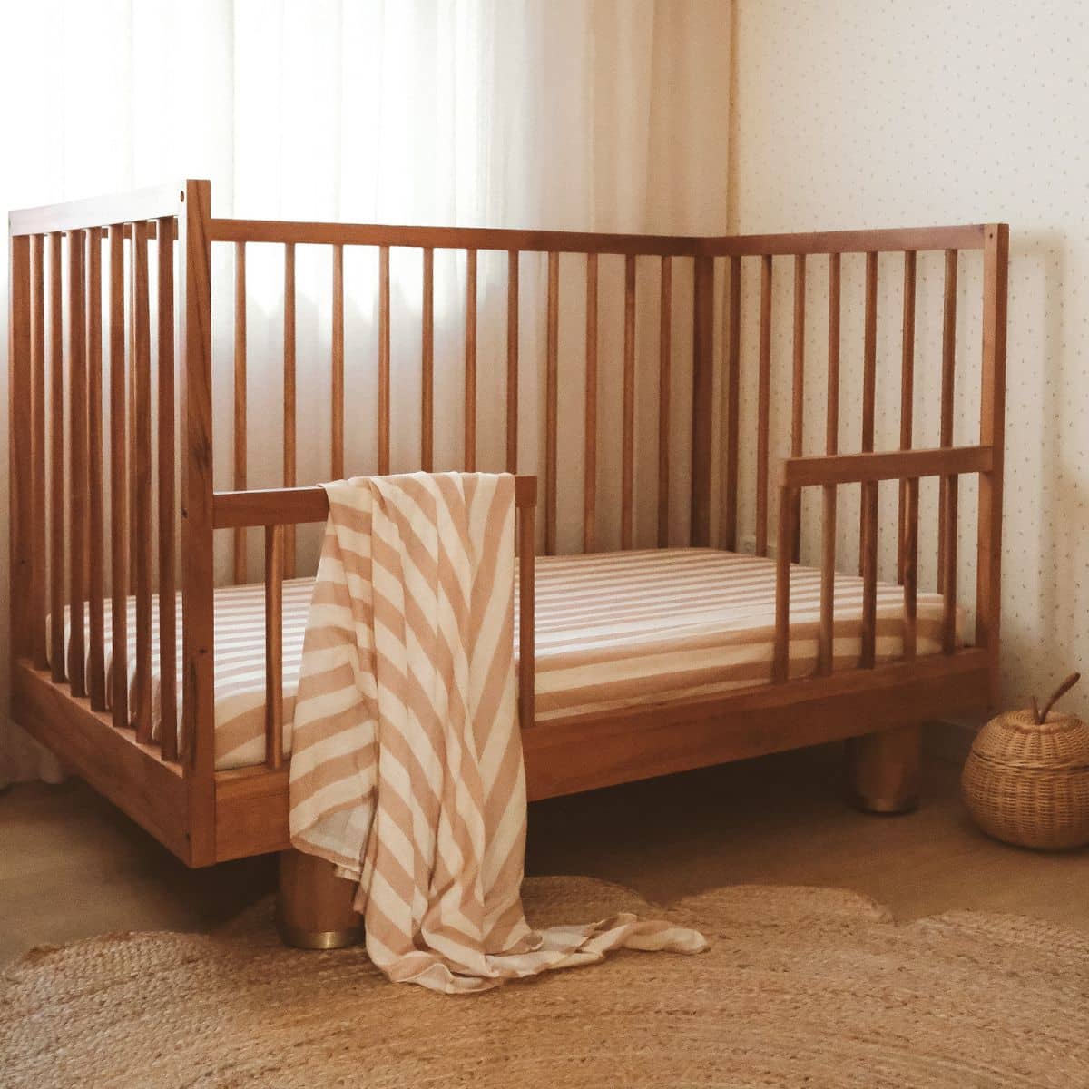 Fox & Fallow Organic Fitted Cot Sheet - Coffee Stripe