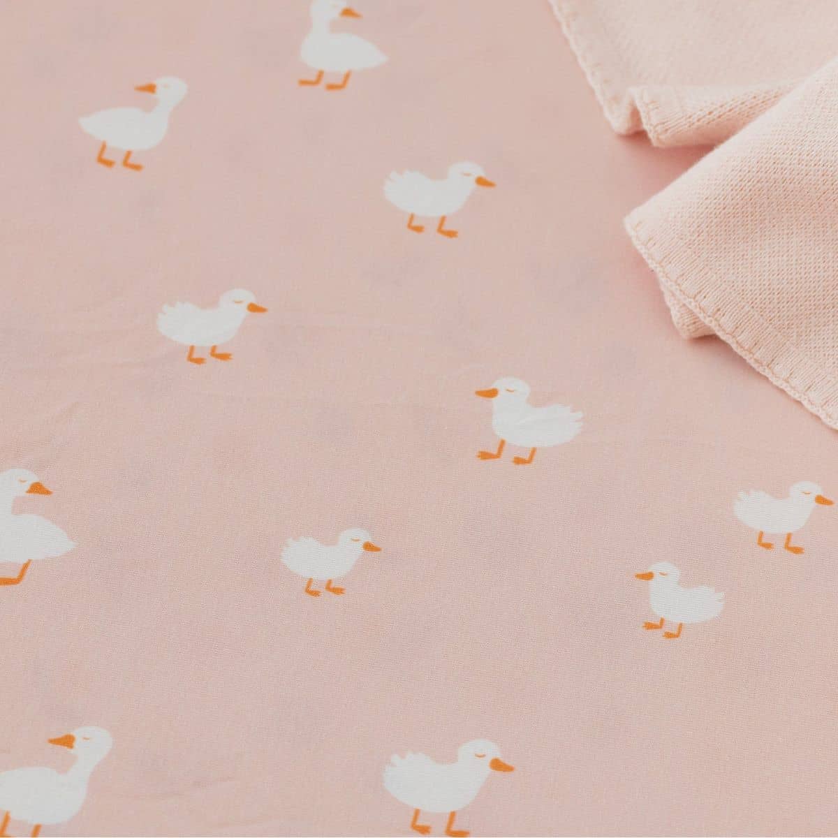 Fox & Fallow Organic Fitted Cot Sheet - Pink Ducks