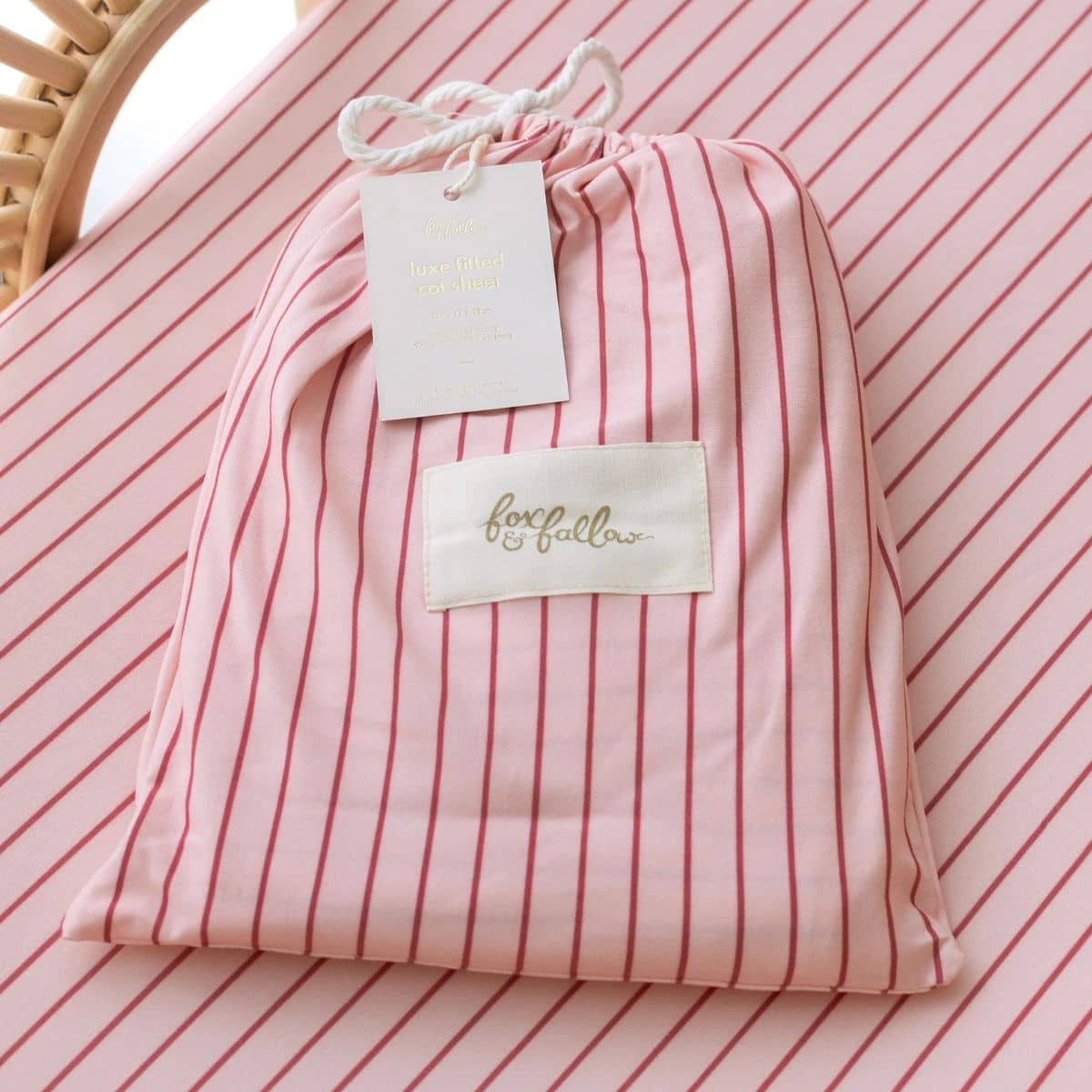 Fox & Fallow Organic Fitted Cot Sheet - Strawberry Stripe