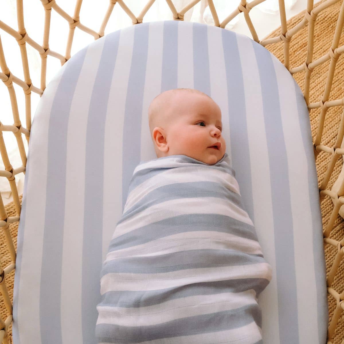 Fox & Fallow Organic Muslin Swaddle Wrap - Cloud Stripe