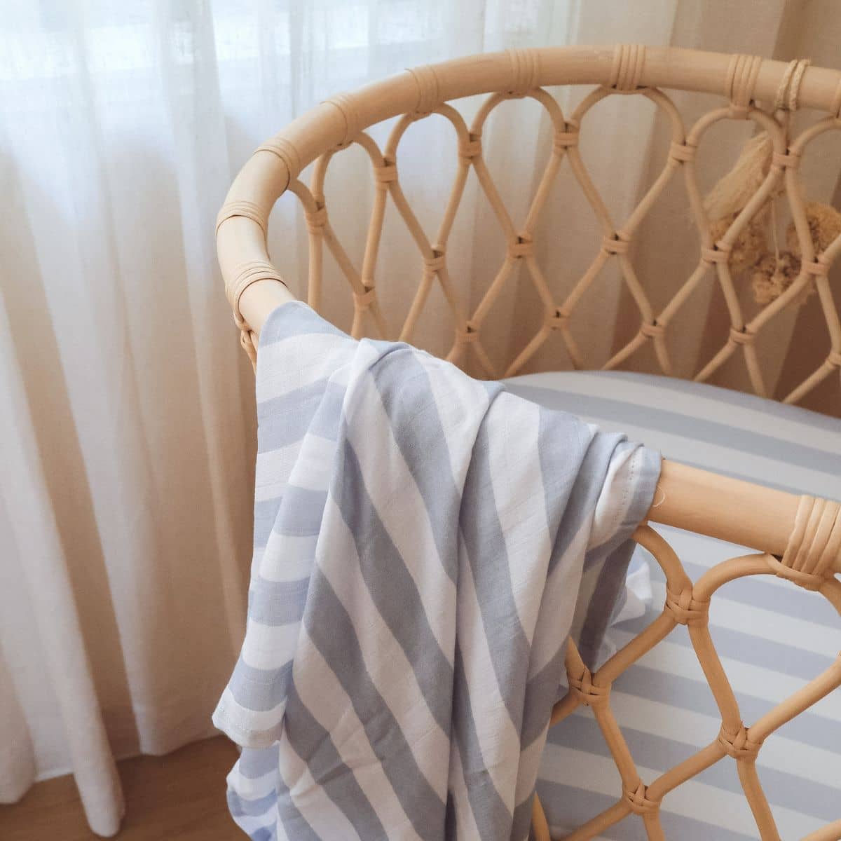 Fox & Fallow Organic Muslin Swaddle Wrap - Cloud Stripe