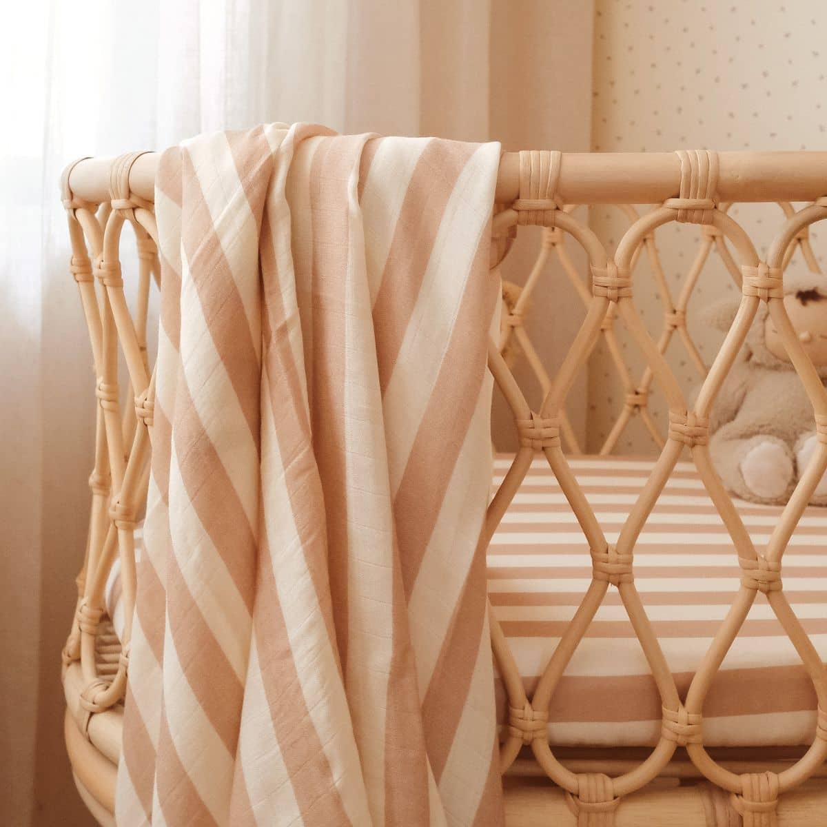 Fox & Fallow Organic Muslin Swaddle Wrap - Coffee Stripe
