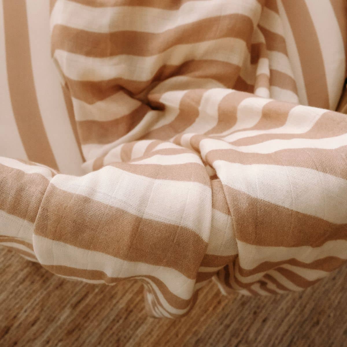 Fox & Fallow Organic Muslin Swaddle Wrap - Coffee Stripe