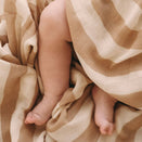 Fox & Fallow Organic Muslin Swaddle Wrap - Coffee Stripe