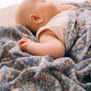 Fox & Fallow Organic Muslin Swaddle Wrap - Forest Friends Cornflower