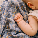 Fox & Fallow Organic Muslin Swaddle Wrap - Forest Friends Cornflower
