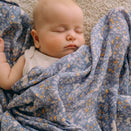 Fox & Fallow Organic Muslin Swaddle Wrap - Forest Friends Cornflower