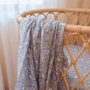 Fox & Fallow Organic Muslin Swaddle Wrap - Forest Friends Cornflower