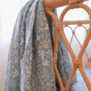 Fox & Fallow Organic Muslin Swaddle Wrap - Forest Friends Cornflower