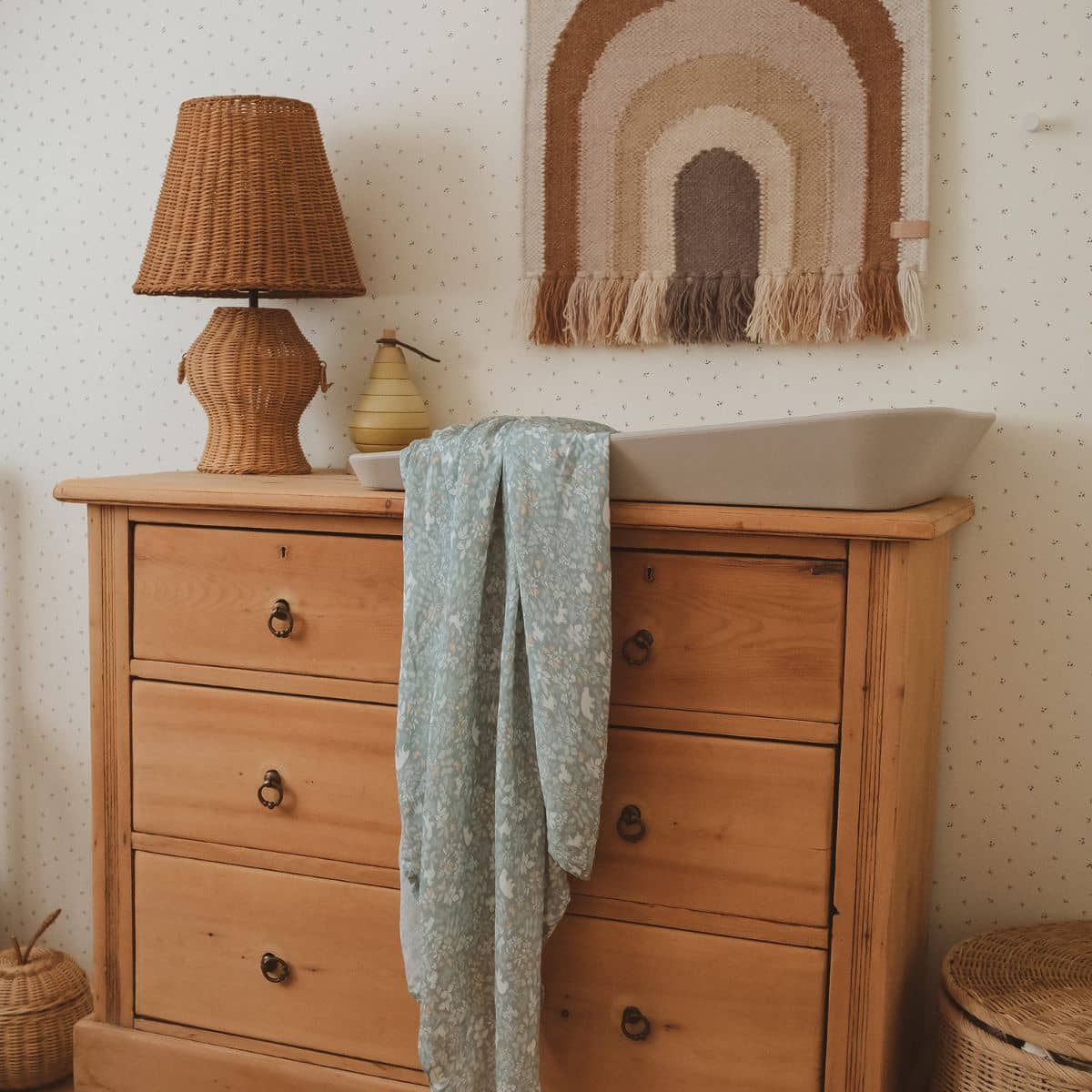 Fox & Fallow Organic Muslin Swaddle Wrap - Forest Friends Sage