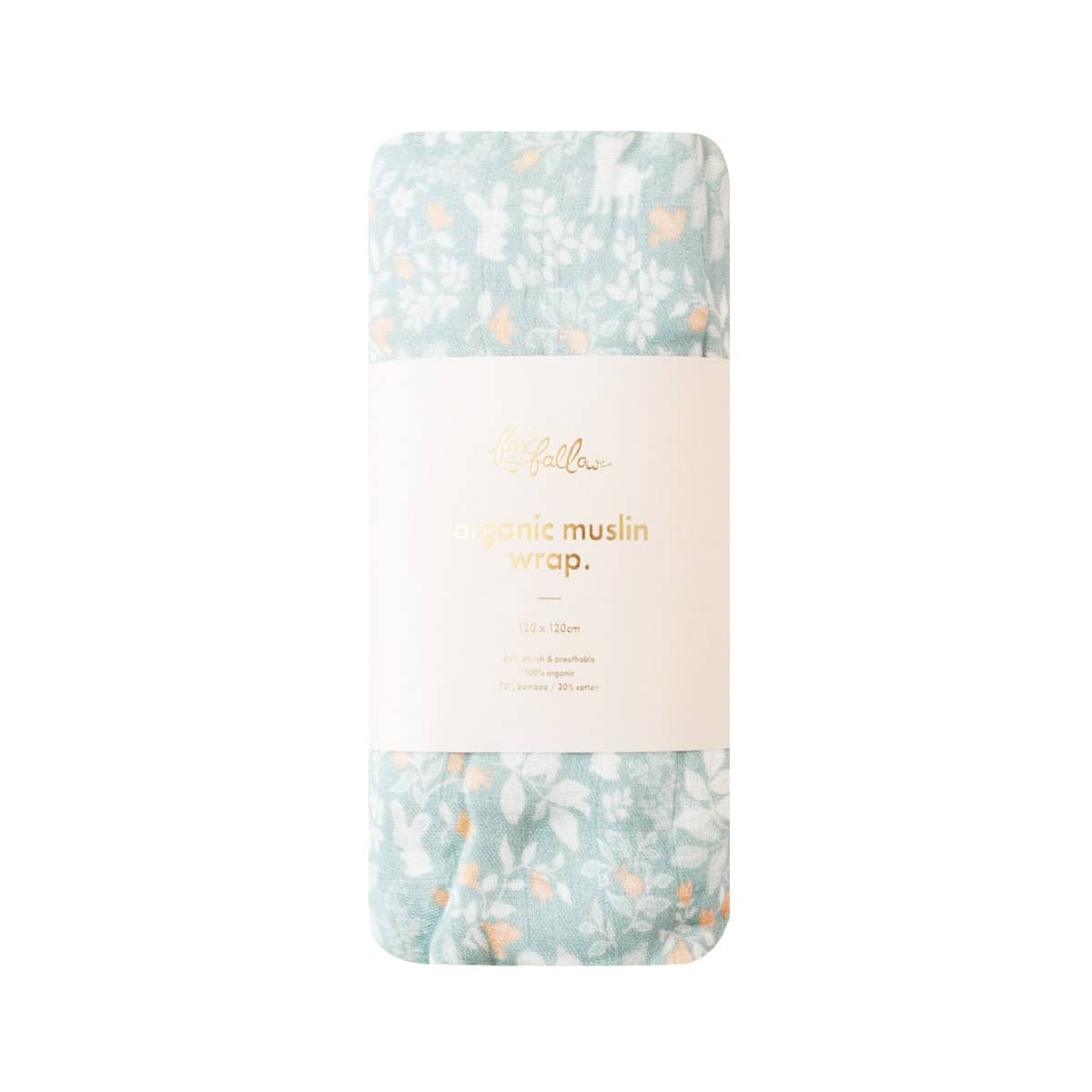 Fox & Fallow Organic Muslin Swaddle Wrap - Forest Friends Sage
