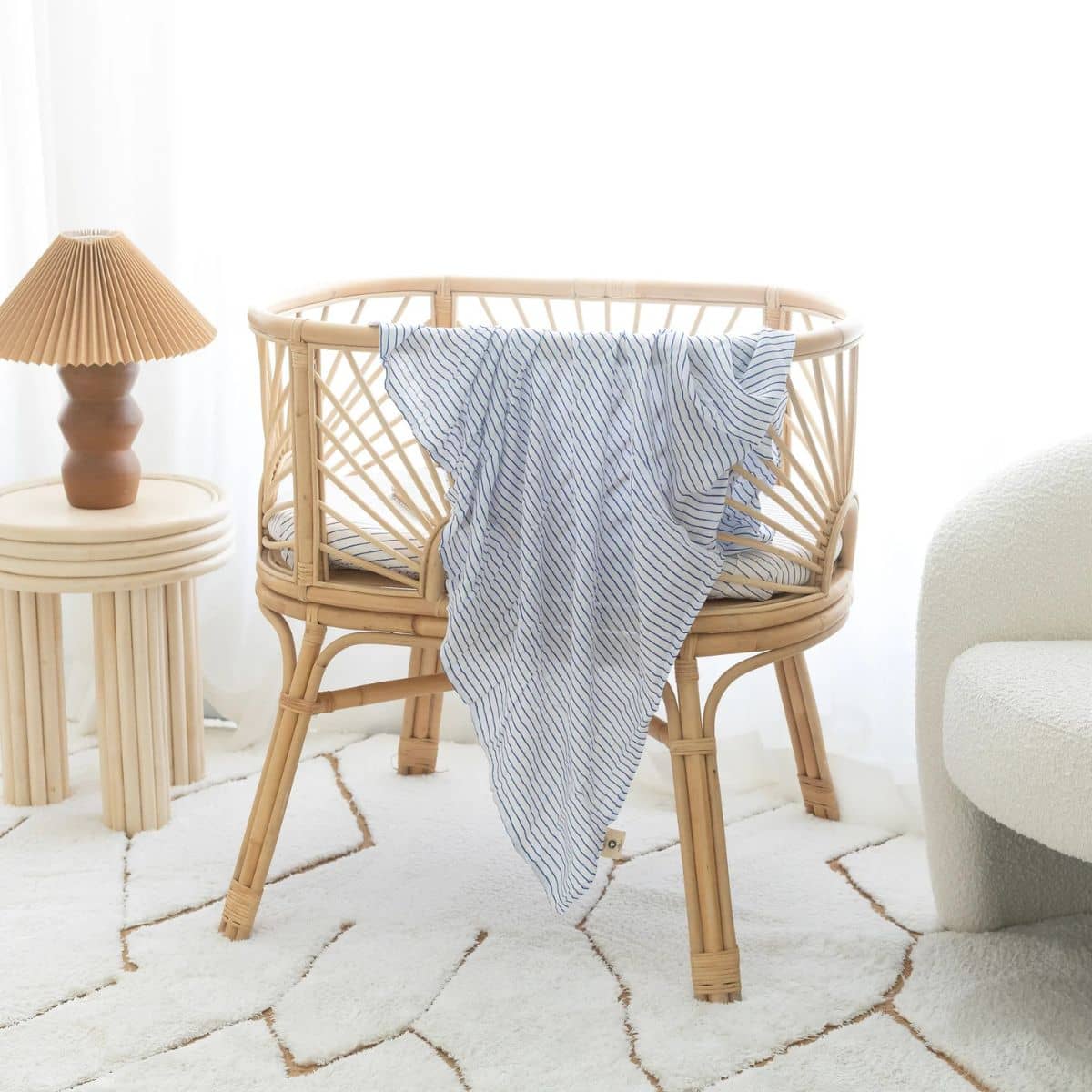Fox & Fallow Organic Muslin Swaddle Wrap - Navy Stripe