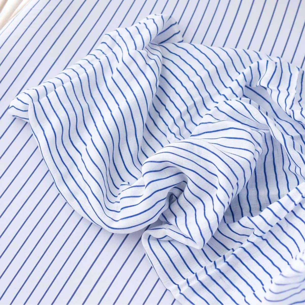 Fox & Fallow Organic Muslin Swaddle Wrap - Navy Stripe