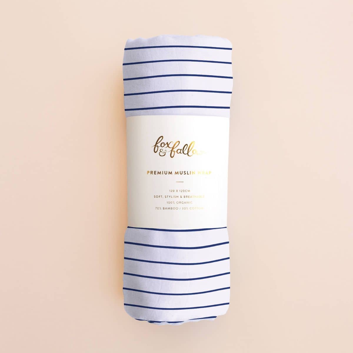 Fox & Fallow Organic Muslin Swaddle Wrap - Navy Stripe
