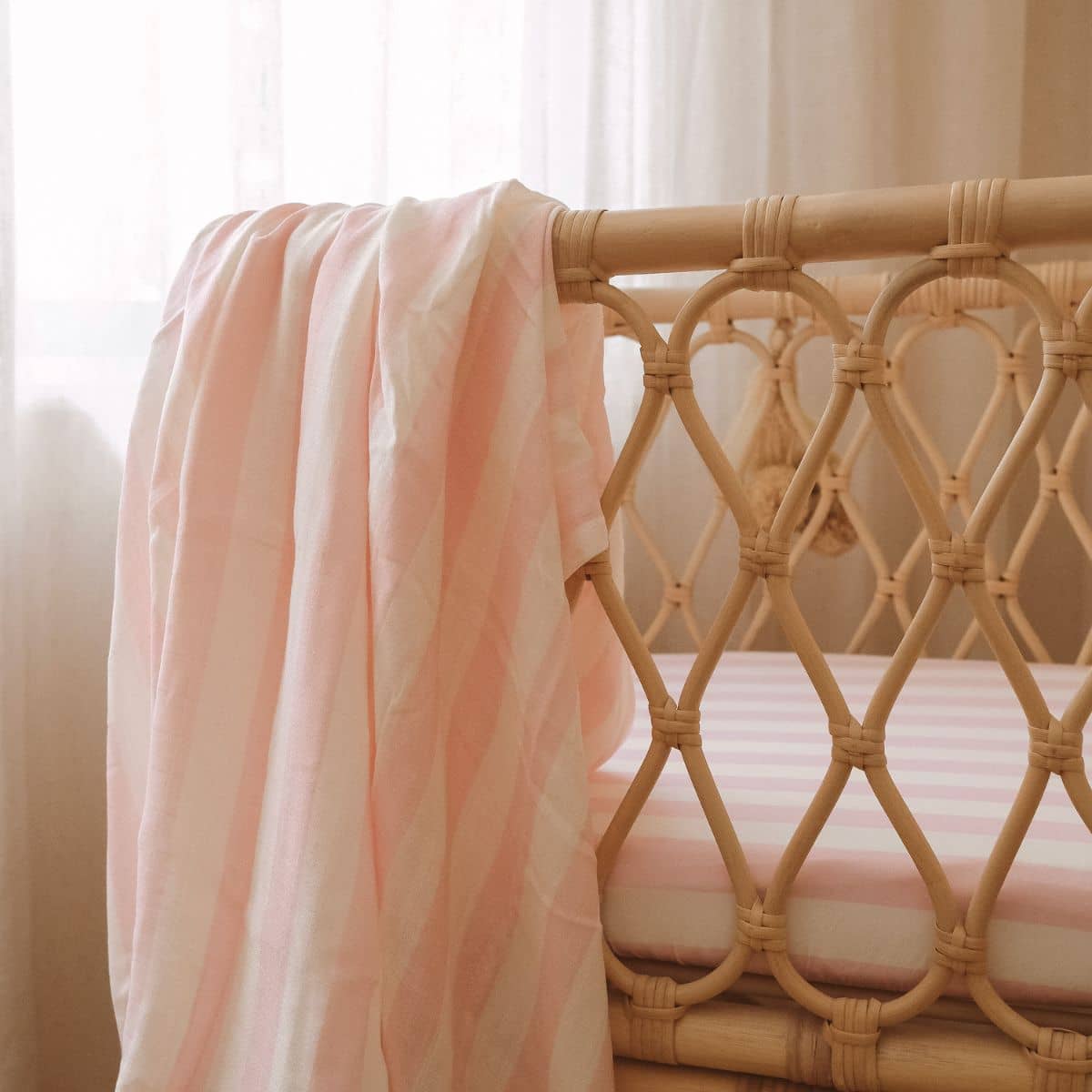 Fox & Fallow Organic Muslin Swaddle Wrap - Petal Stripe