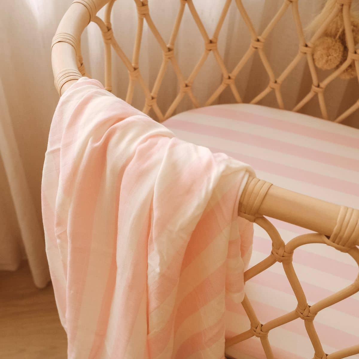 Fox & Fallow Organic Muslin Swaddle Wrap - Petal Stripe
