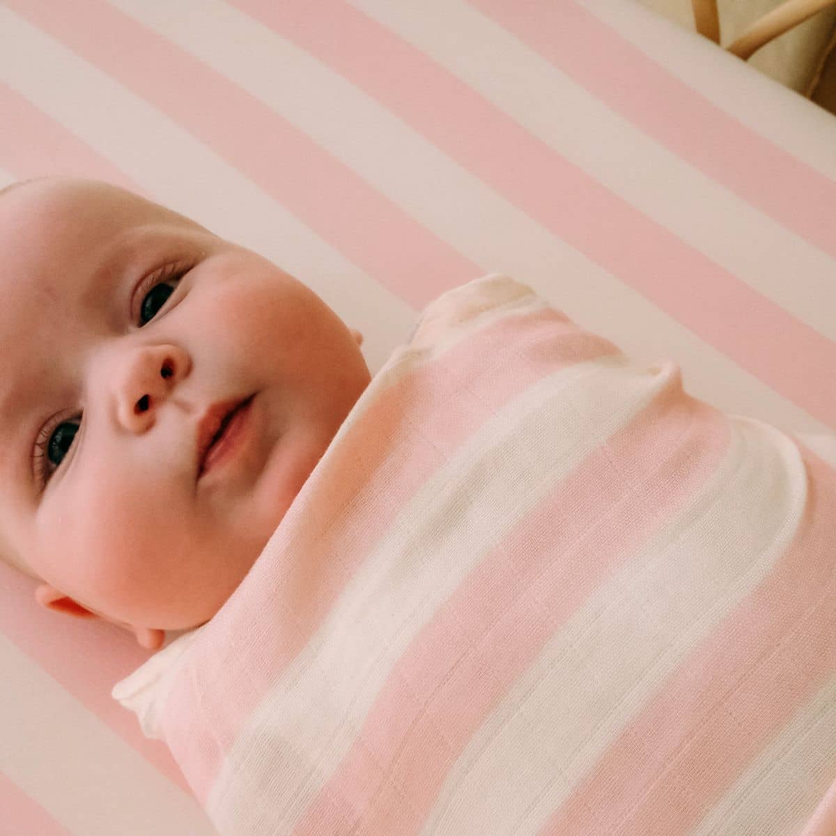 Fox & Fallow Organic Muslin Swaddle Wrap - Petal Stripe