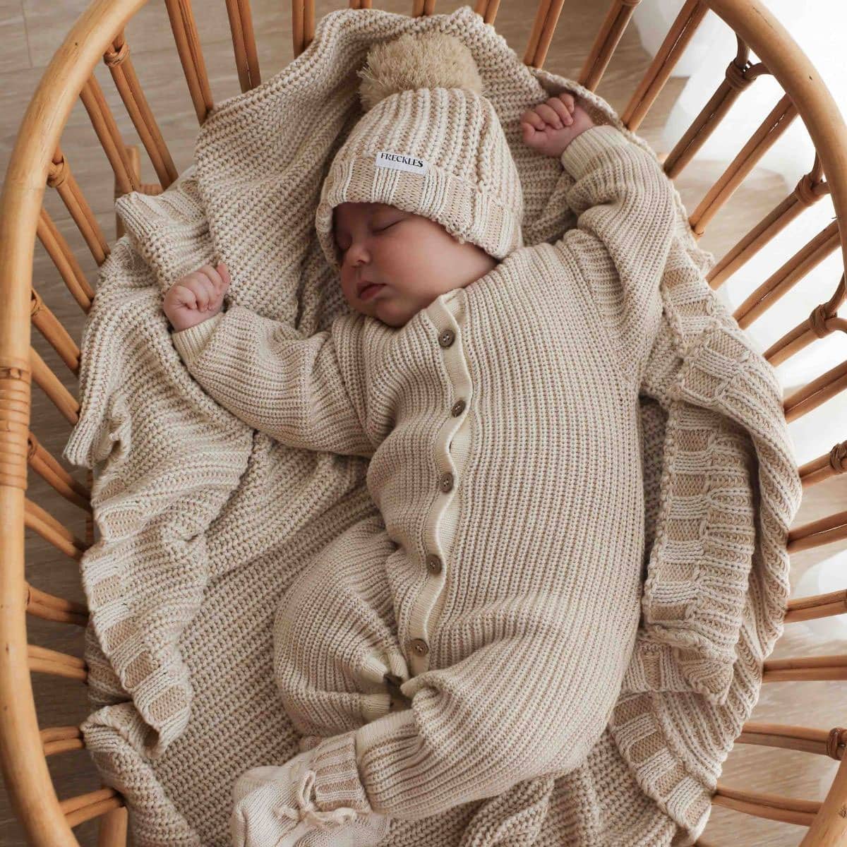 Freckles the Label Chunky Knit Blanket - Oat