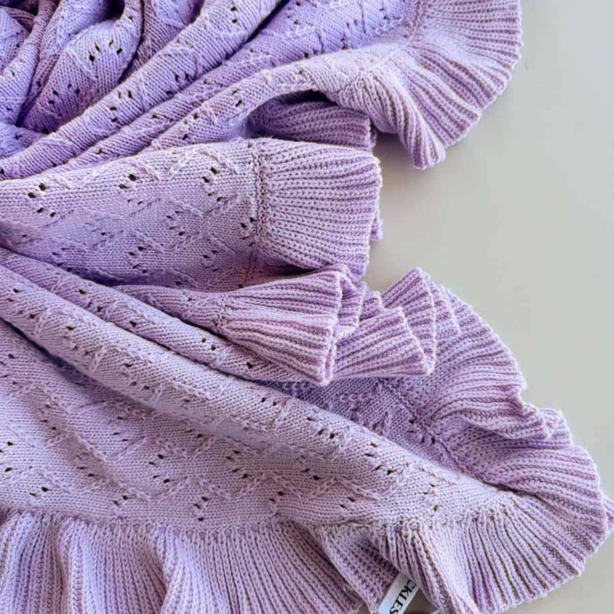 Freckles the Label Mila Pointelle Frill Blanket - Aster