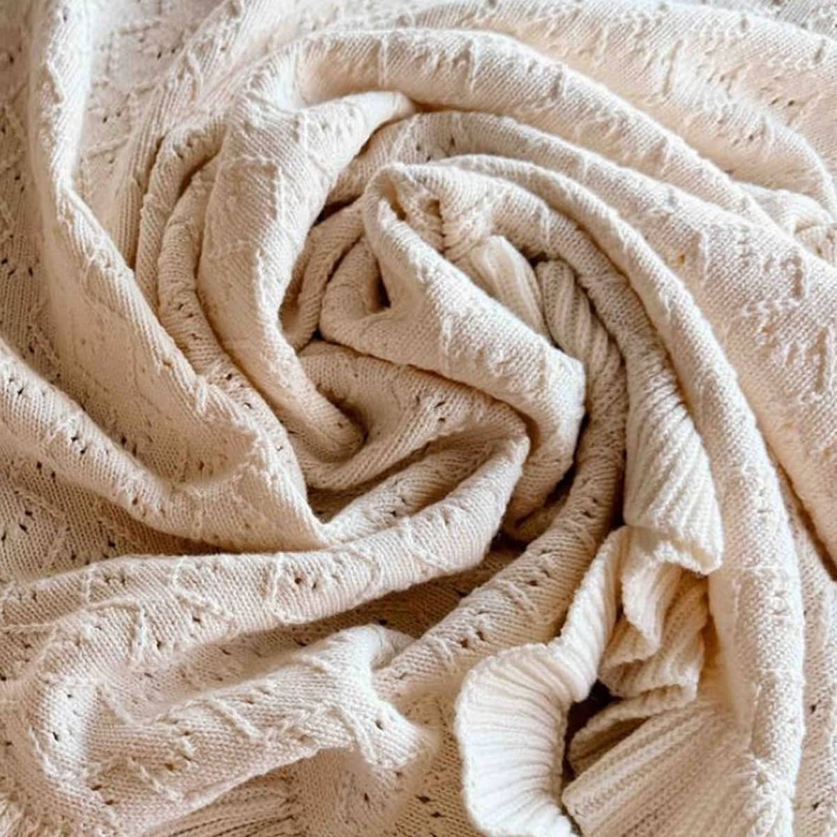 Freckles the Label Mila Pointelle Frill Blanket - Snow