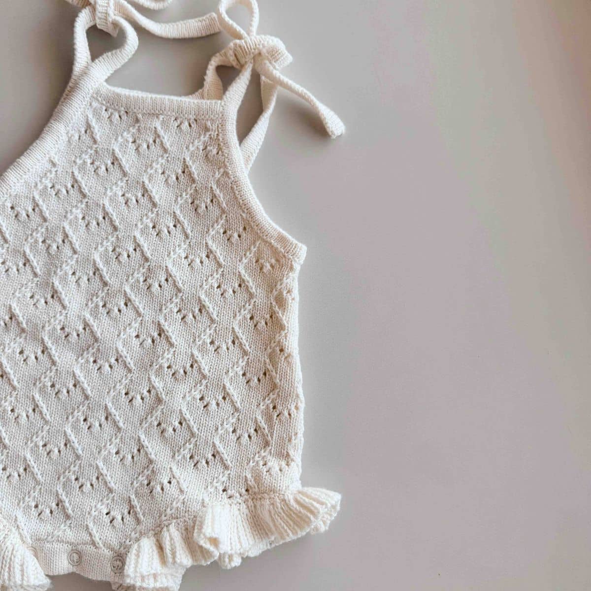 Freckles the Label Mila Pointelle Tie Romper - Snow