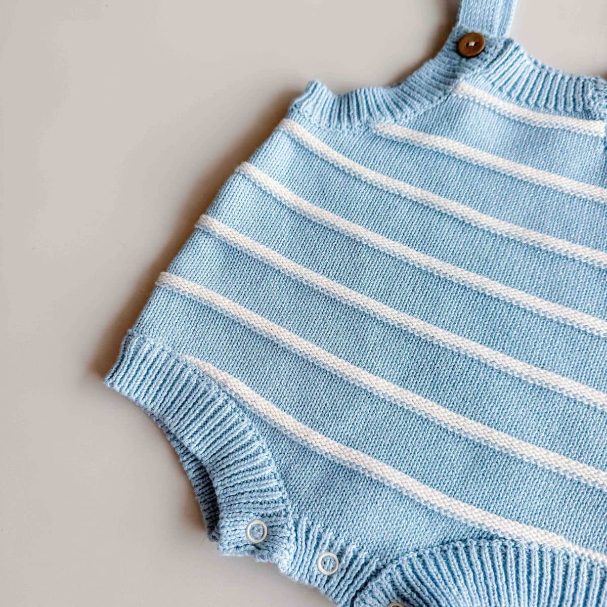 Freckles the Label Raised Stripe Button Romper - Arctic
