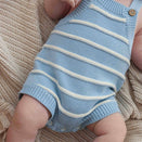 Freckles the Label Raised Stripe Button Romper - Arctic