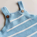 Freckles the Label Raised Stripe Button Romper - Arctic