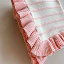 Freckles the Label Raised Stripe Frill Blanket - Sweetpea