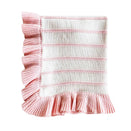Freckles the Label Raised Stripe Frill Blanket - Sweetpea